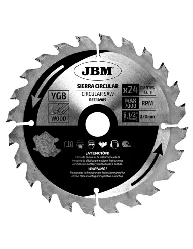 14985 Hoja De Sierra Circular 24T 165Mm Para Madera Para Ref. 6000 JBM