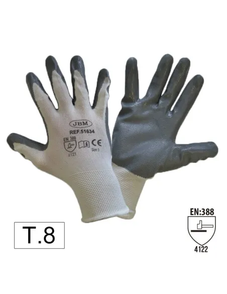51633 Guantes Con Palma Reforzada De nitrilo T.8 JBM