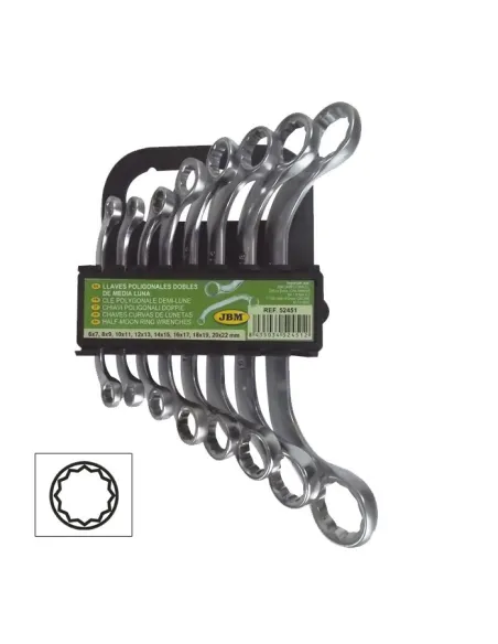 52451 Set 8 Llaves Tipo "C" Cabezal Redondo 12 Cantos JBM
