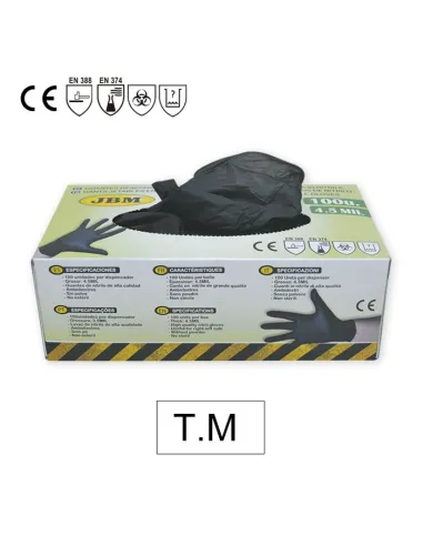 52681 Guantes negros Desechables De nitrilo T:M  5Mil JBM