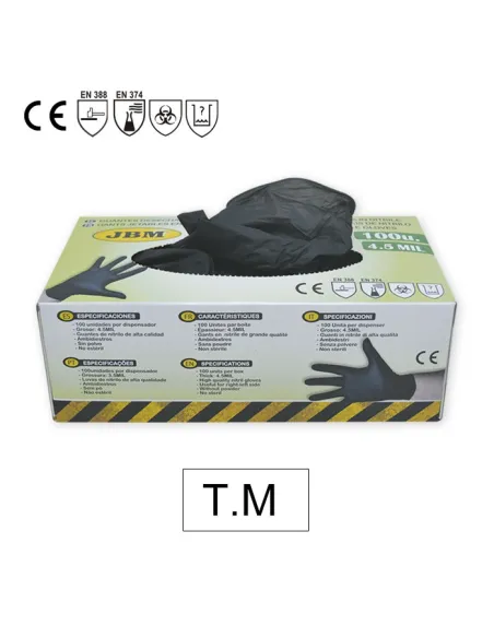 52681 Guantes negros Desechables De nitrilo T:M  5Mil JBM