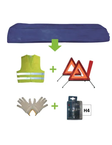 52769 Kit Emergencia Bolsa Azul + Mk H4 + Chaleco + Triang. + Guan JBM