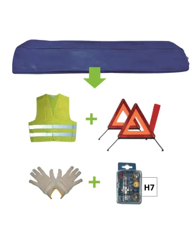 52770 Kit Emergencia Bolsa Azul + Mk H7 + Chaleco + Triang. + Guan JBM