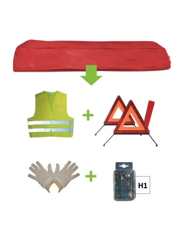 52776 Kit Emergencia Bolsa Roja + Mk H1 + Chaleco + Triang. + Guan JBM