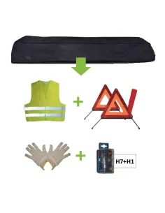 52783 Kit Emergencia Bolsa negra + Mk H7+H1 + Chaleco +...