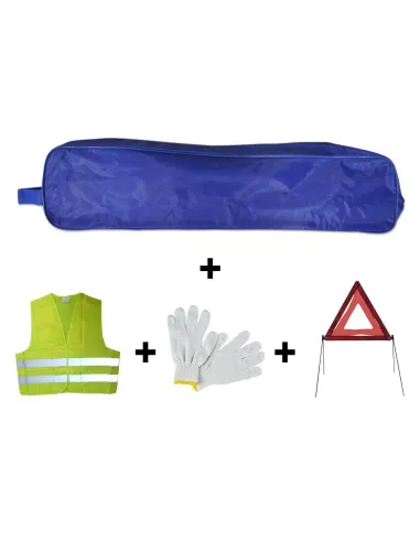 53177 Kit Emergencia Bolsa Azul Ribete+Triangulo+Chaleco+Guantes JBM