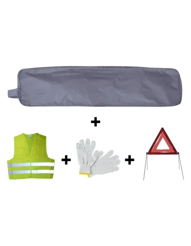 53178 Kit Emergencia Bolsa Gris Ribete+Triangulo+Chaleco+Guantes JBM