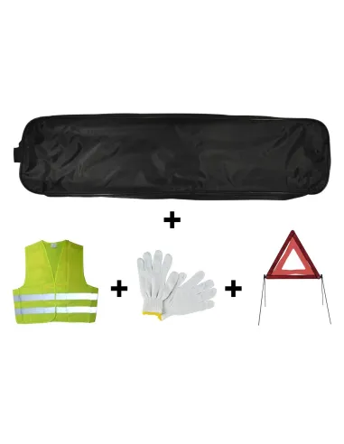 53179 Kit Emergencia Bolsa negra Ribete+Triangulo+Chaleco+Guantes JBM