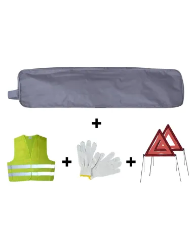 53182 Kit Emergencia Bolsa Gris Ribete+2Triangulos+Chaleco+Guantes JBM