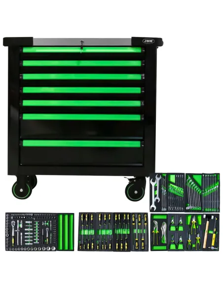 53912 Carro De Herramientas Xl Con 7 Cajones Verde JBM