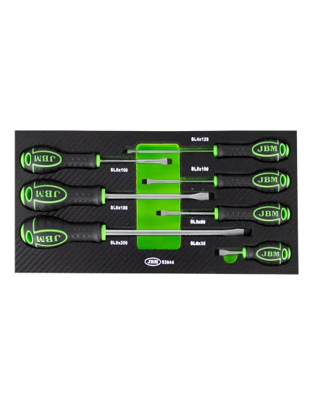 53944 Set De 7 Destornilladores Plano Con MóDulo Eva Carbono JBM