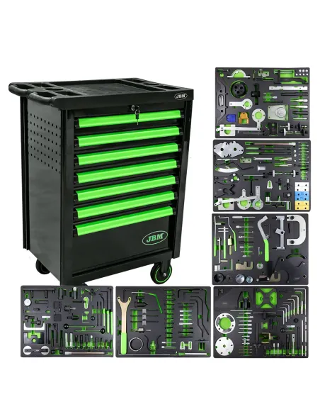 53951 Carro De Herramientas Especial Kit De Calado 7 Cajones Verde JBM