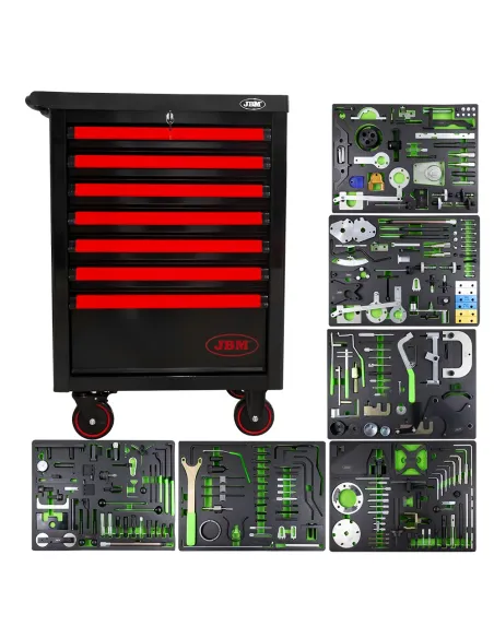 53952 Carro De Herramientas Especial Kit De Calado 7 Cajones Rojo JBM