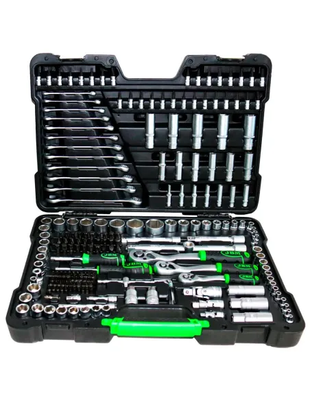 MALETÍN DE HERRAMIENTAS DE 216 PIEZAS CON VASOS HEXAGONALES DE 1/4", 3/8" Y 1/2" CINCADO