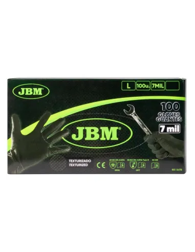 54178 Guantes negros Desechables De nitrilo T:L 7,0Mil100 Uds. JBM