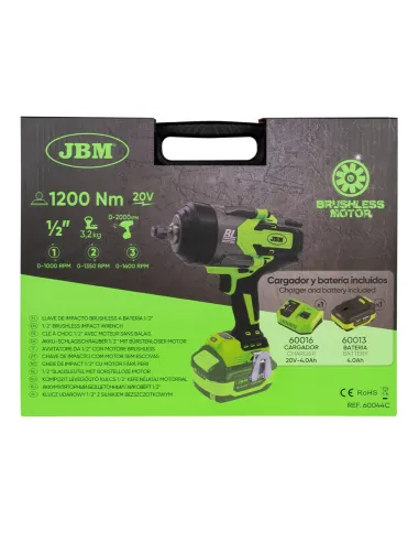 60044C Pistola De Impacto Brushless A Bateria 1/2" Con Maletin JBM