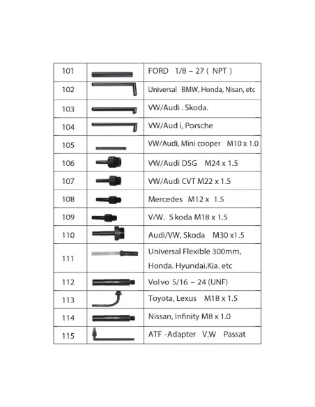 12044 Set De 15 Adaptadores Para Bomba Llenado Sistema Transmisió JBM
