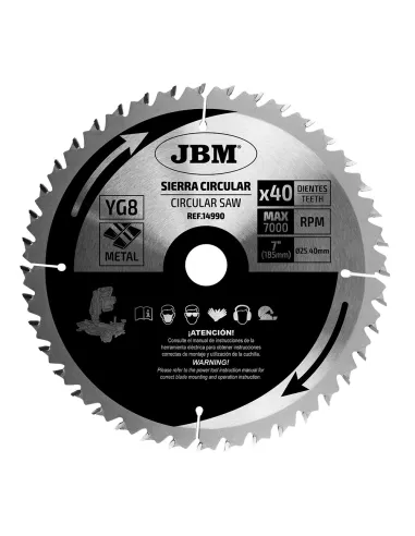 14990 Hoja De Sierra Circular 40T 185Mm Para...