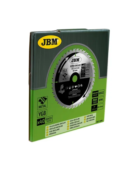 14990 Hoja De Sierra Circular 40T 185Mm Para Metal Para Ref. 60022 JBM