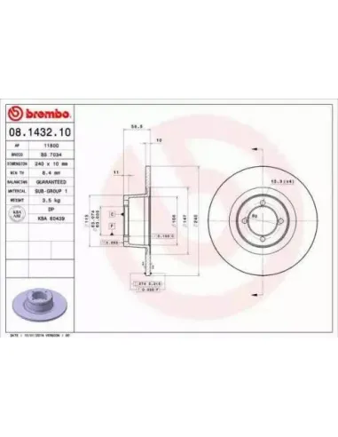 08.1432.10 Disco de freno Brembo