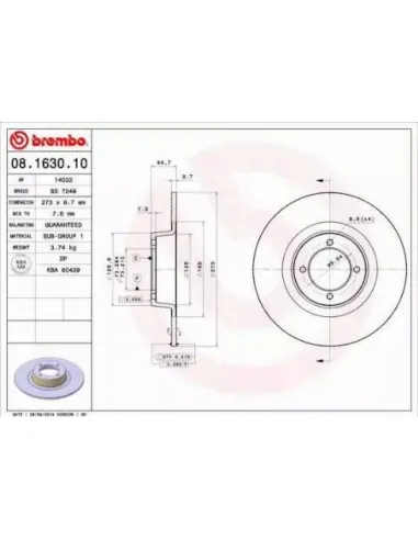 08.1630.10 Disco de freno Brembo