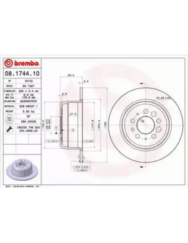 08.1744.10 Disco de freno Brembo