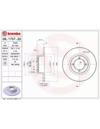 08.1757.20 Disco de freno Brembo