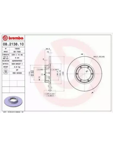 08.2138.10 Disco de freno Brembo