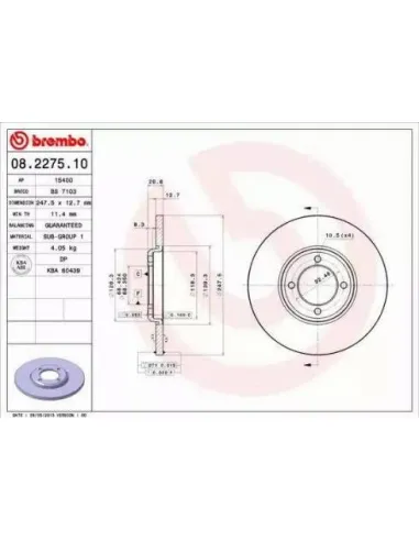 08.2275.10 Disco de freno Brembo