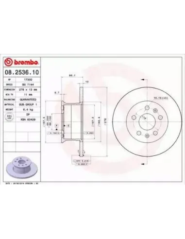 08.2536.10 Disco de freno Brembo