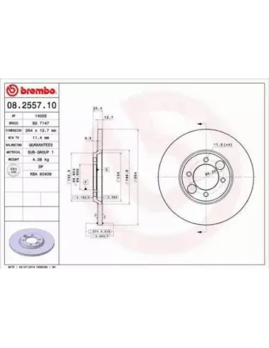 08.2557.10 Disco de freno Brembo