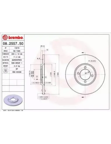 08.2557.50 Disco de freno Brembo