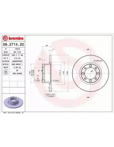 08.2714.20 Disco de freno Brembo