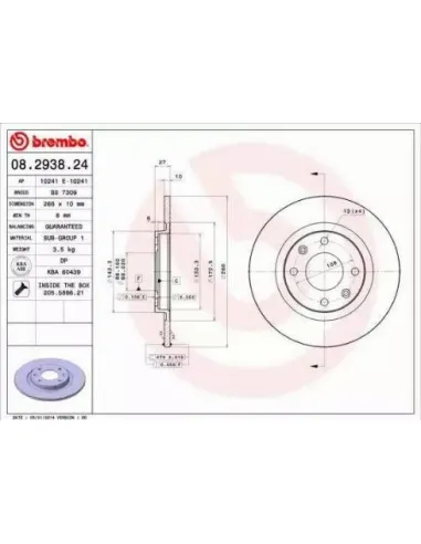 08.2938.24 Disco de freno Brembo