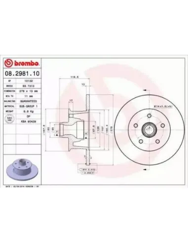 08.2981.10 Disco de freno Brembo