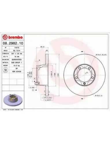 08.2982.10 Disco de freno Brembo