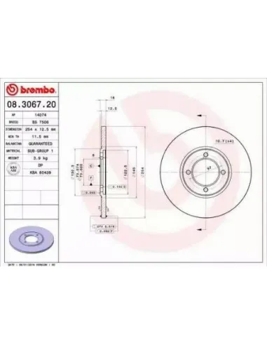 08.3067.20 Disco de freno Brembo