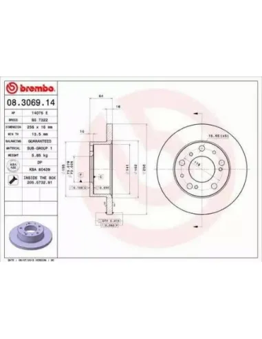 08.3069.14 Disco de freno Brembo