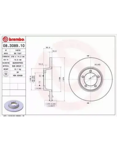 08.3089.10 Disco de freno Brembo