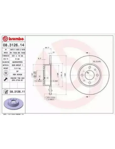 08.3126.11 Disco de freno Brembo