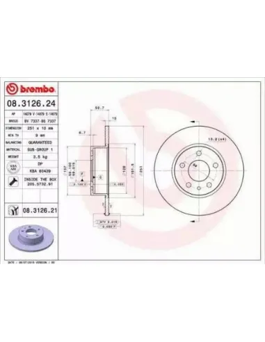 08.3126.21 Disco de freno Brembo