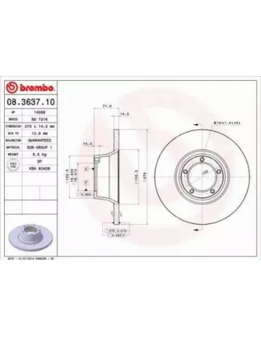 08.3637.10 Disco de freno Brembo