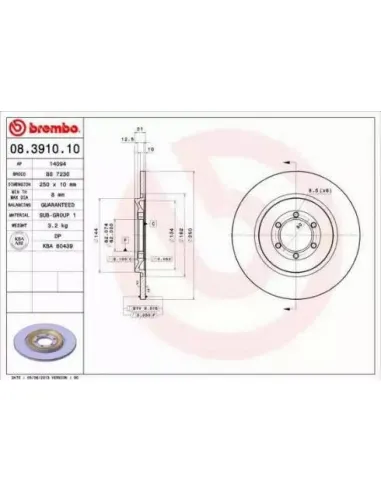 08.3910.10 Disco de freno Brembo