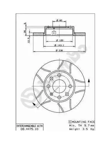 08447575 Disco de freno Brembo