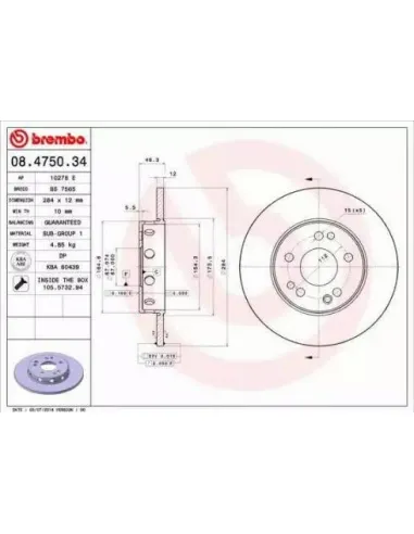 08.4750.34 Disco de freno Brembo