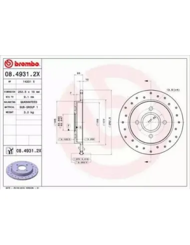 0849312X Disco de freno Brembo