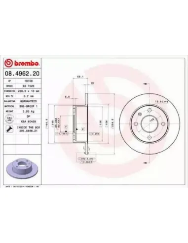 08.4962.20 Disco de freno Brembo