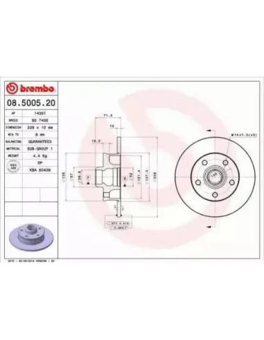 08.5005.20 Disco de freno Brembo