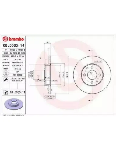 08.5085.11 Disco de freno Brembo