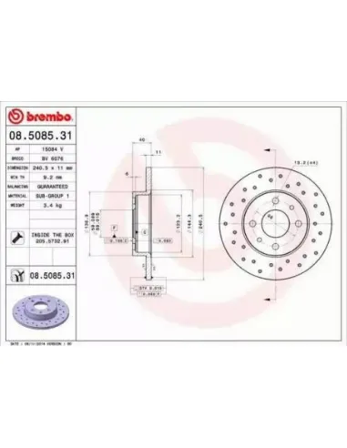 08.5085.31 Disco de freno Brembo